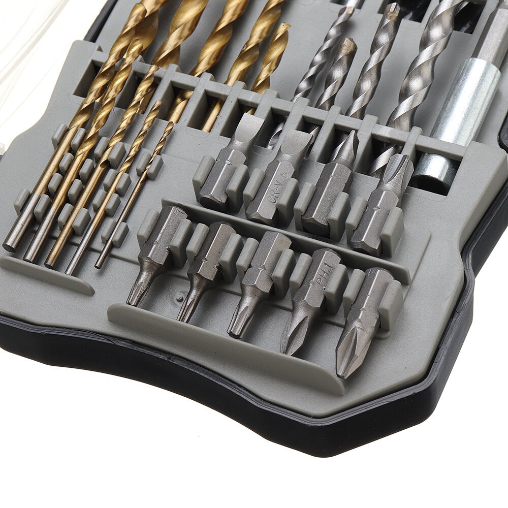 31Pcs Titanium Coated Hole Saw Cutting Set 1/4 Inch Hex Shank Magnetic Connecting Rod Screwdriver Bits