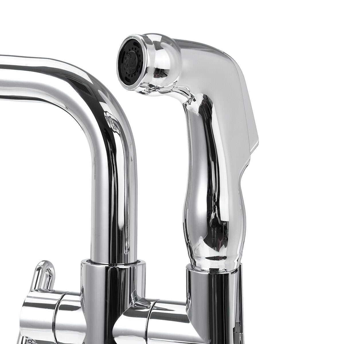 Chrome Kitchen Faucet Dual Sprayer Swivel Spout Spring Pull Out Spray Mixer Tap