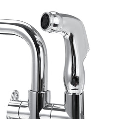 Chrome Kitchen Faucet Dual Sprayer Swivel Spout Spring Pull Out Spray Mixer Tap