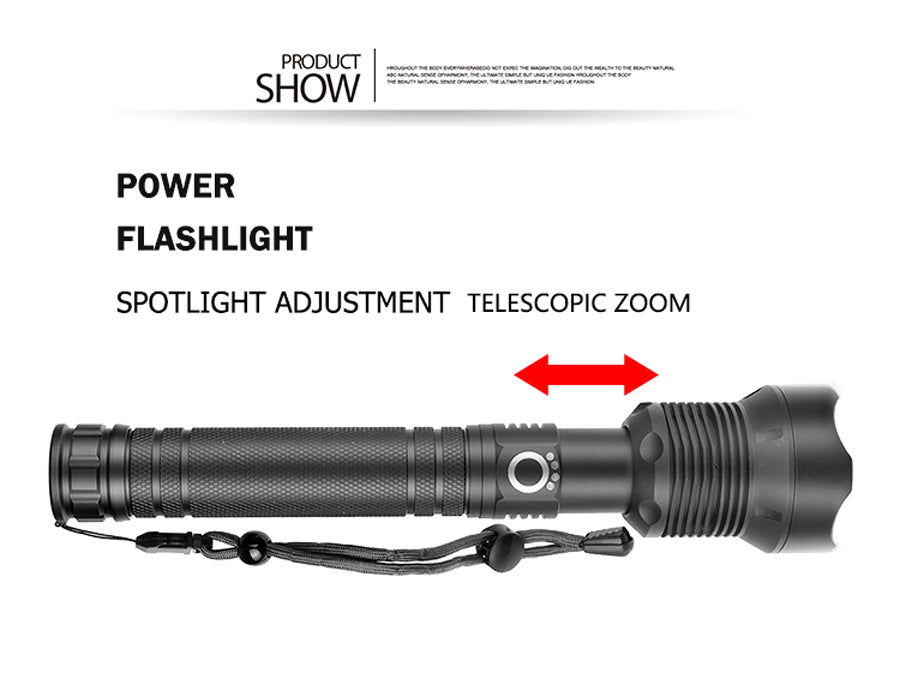  LED 3 Modes USB Rechargeable Telescopic Zoom LED Flashlight 18650/26650