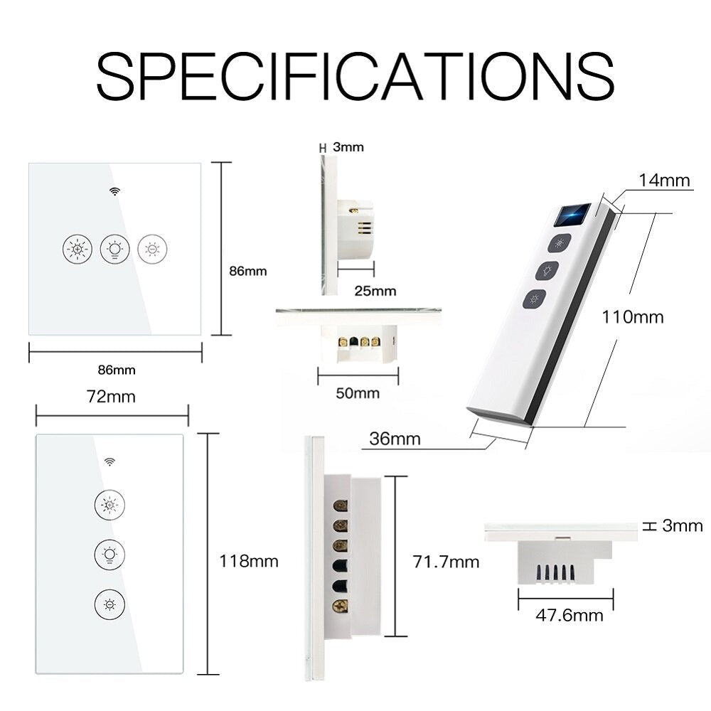 WiFi RF Smart Light Dimmer Switch 2/3Way Muilti-Control Smart Life/Tuya APP Control Works with Alexa Google Voice Assistants