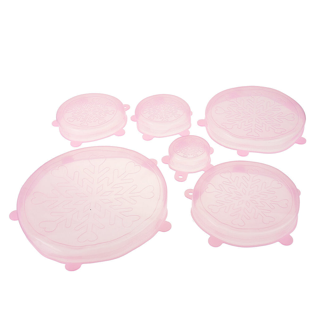 6Pcs Colourful Stretch Reusable Silicone Bowl Wraps Food Kitchen Storage Container Cover Seal Lids