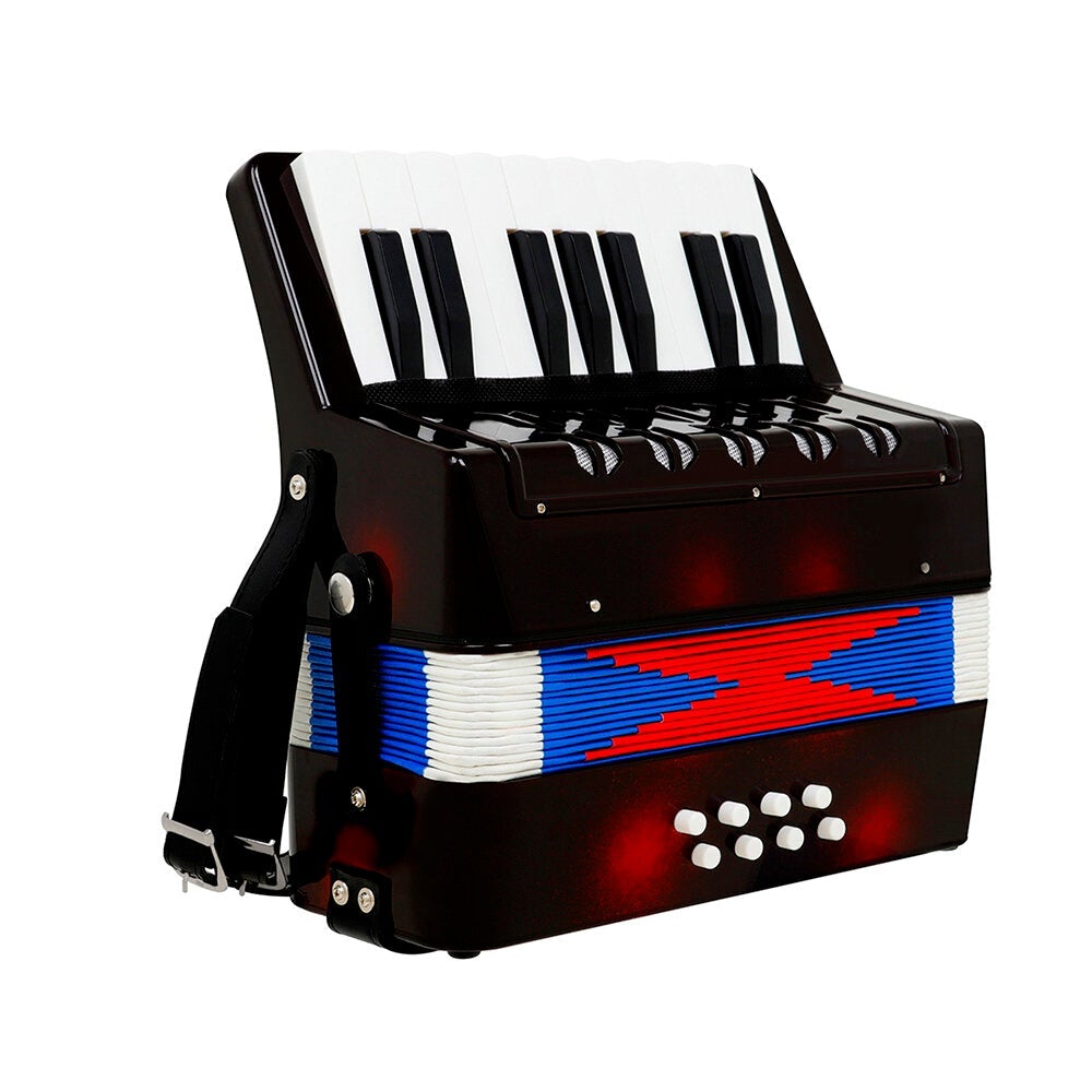 17 Key 8 Bass Accordion Musical Instrument Accordion Beginner Adult Musical Instrument Deep coffee+Red Dot Pattern Keyboard Musical Instrument Gift