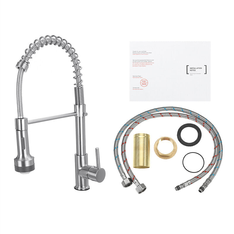 Stainless Steel Kitchen Pull-Down Spray Sink Faucet Pull Out LED Mixer Tap