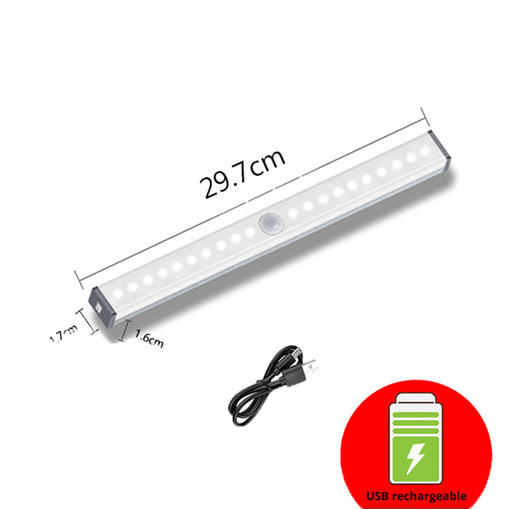 LED Night Light Motion Sensor Cabinet Lamp USB Rechargeable Closet Night Lamps for Wardrobe Kitchen Bedroom Step Lighting