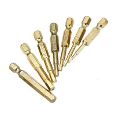 7Pcs Gold 50mm 1.5-6.0mm Magnetic Hex Head Screwdriver Bits 1/4 Inch Hex Shank Screwdriver