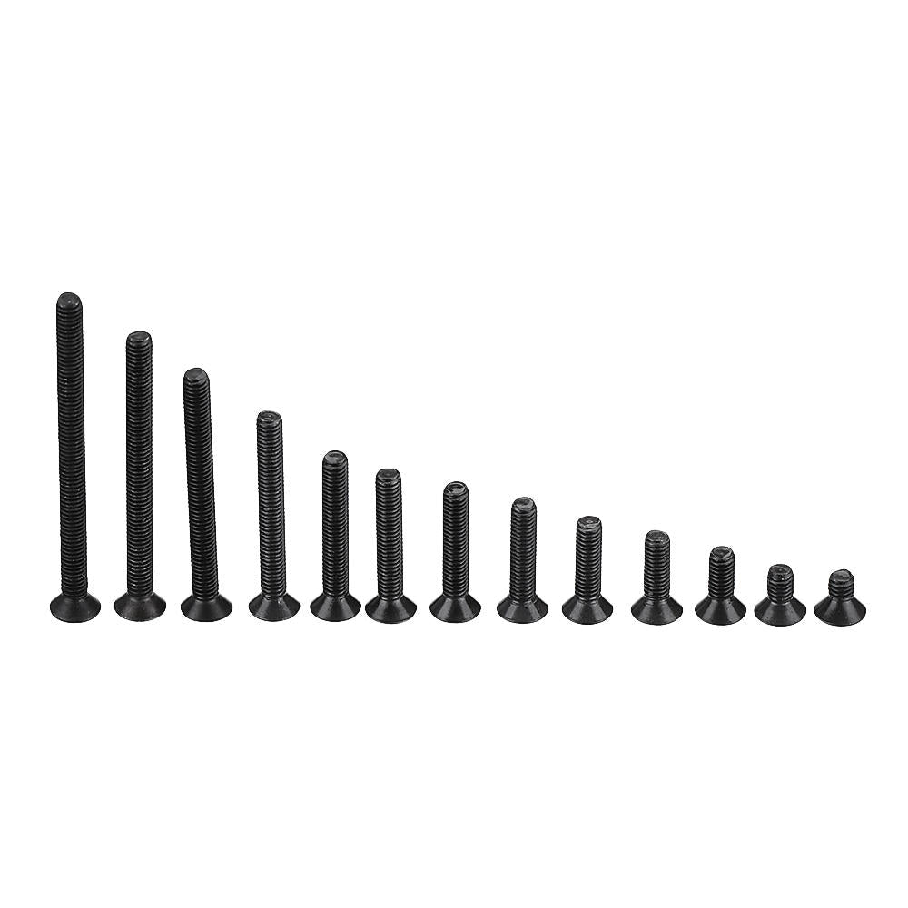 260Pcs M3 10.9 Grade Carbon Steel Hex Socket Flat Countersunk Head Screw Bolts Assortment Set