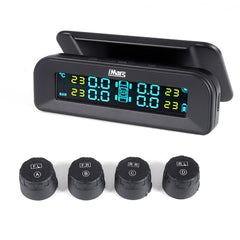 Solar Tire Pressure Monitor System Real-time Tester LCD Screen 4 External Sensors Auto Power On Off