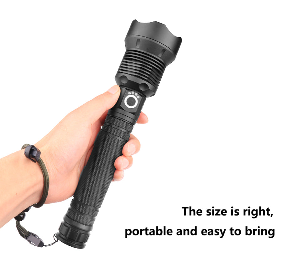  LED 3 Modes USB Rechargeable Telescopic Zoom LED Flashlight 18650/26650