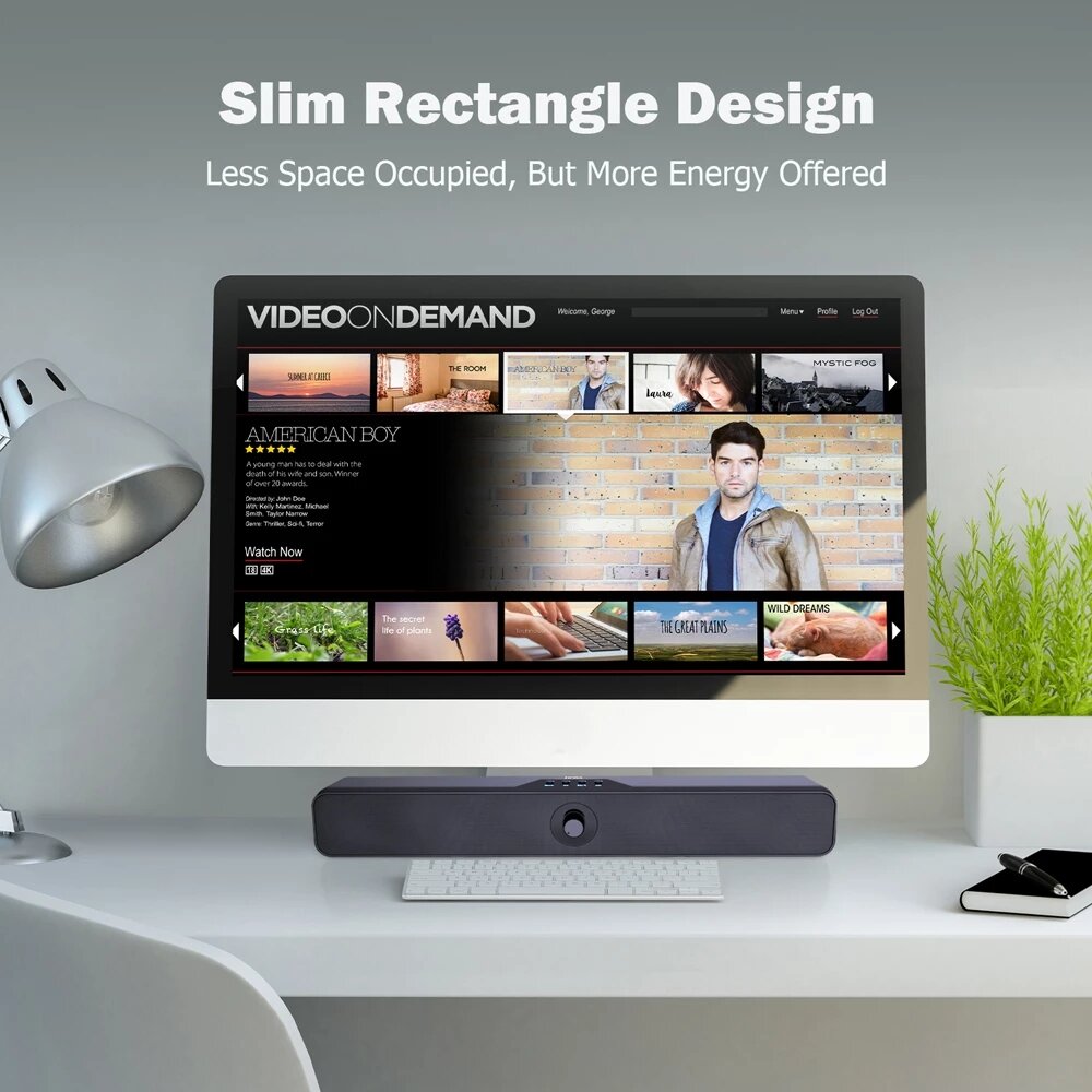 Mini Sound Bar Wireless Bluetooth 5.0 Computer Speaker Subwoofer Stereo 8W x2 Soundbar Powerful and Clear Loudspeaker Speakers