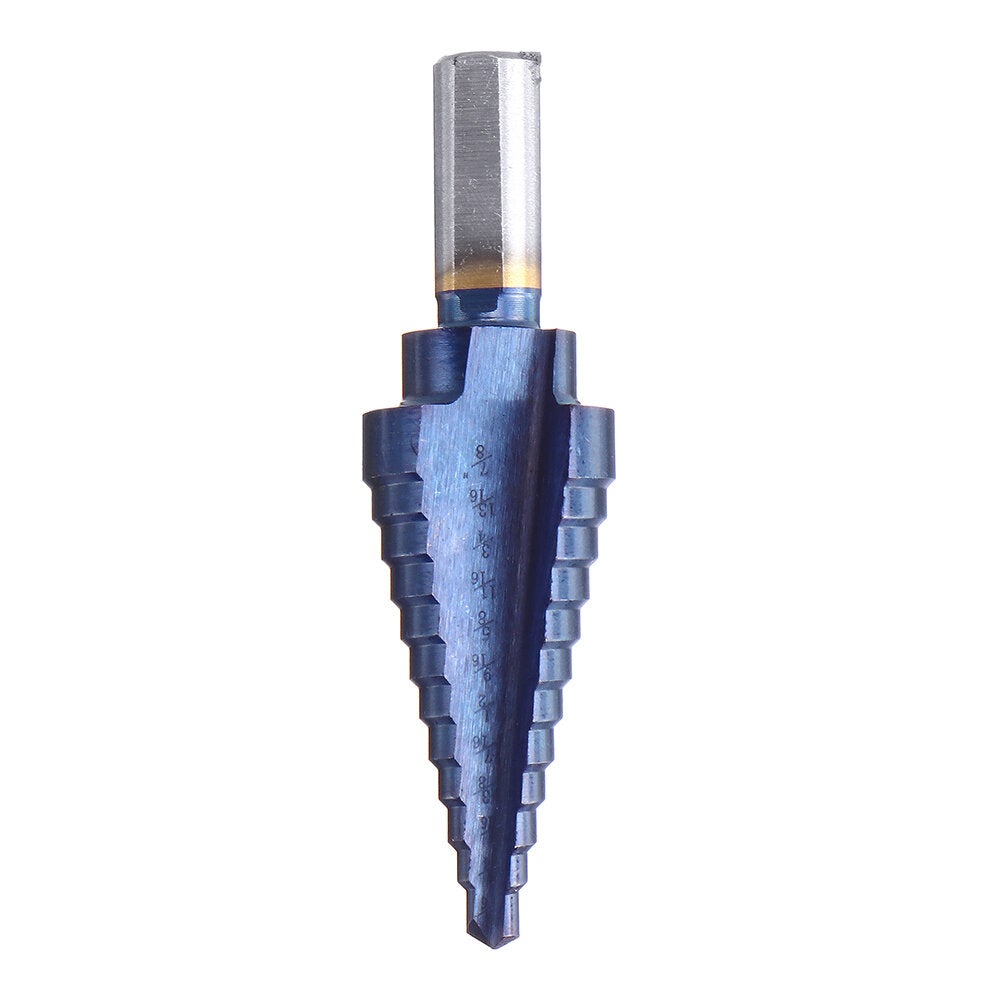 5pcs HSS Blue Nano Coating Step Drill Bit Set Multiple Hole 1/8 to 1-3/8 Inch 50 Sizes with Aluminum Case or Opp Bag