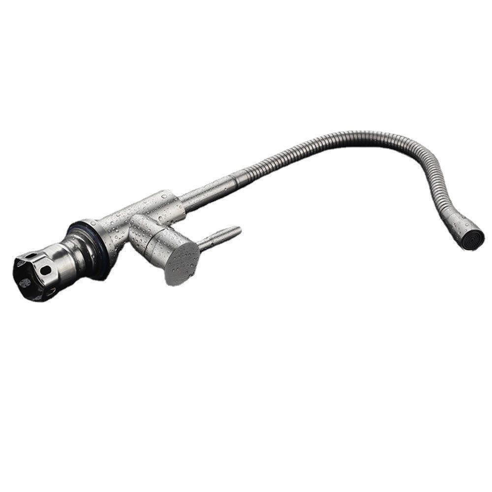 Stainless Steel Kitchen Sink Faucet Modern Chrome Basin Single Lever Tap