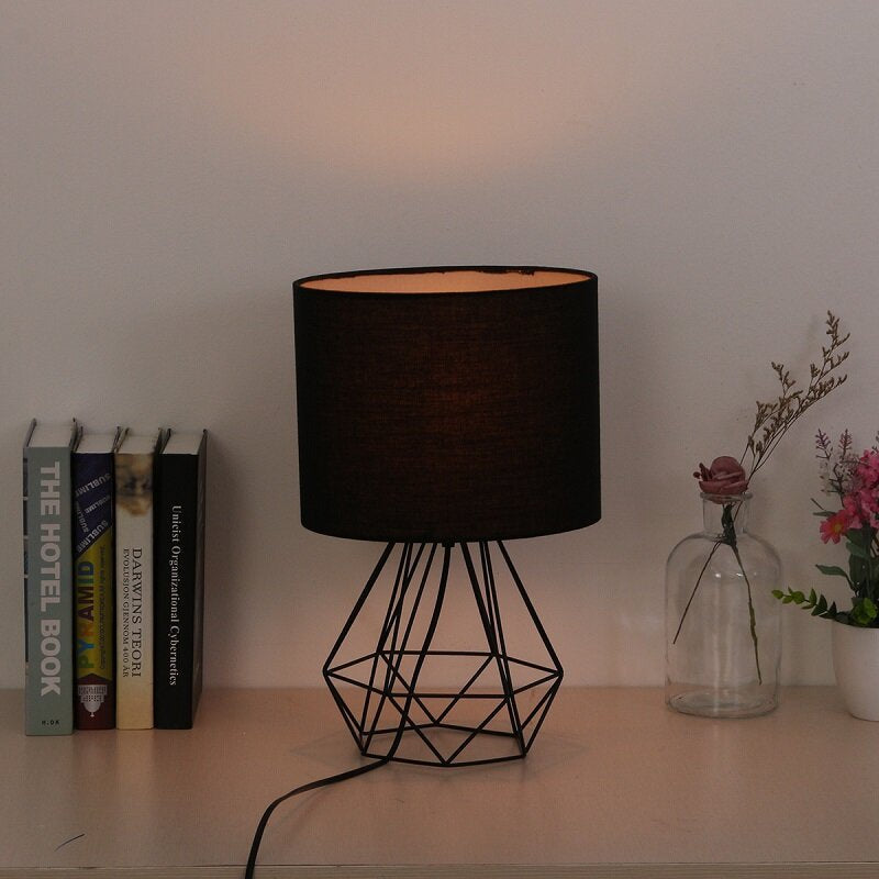 Hollowed Out Modern Living-room Bedroom Bedside Table Lamp Desk Lamp With Shade