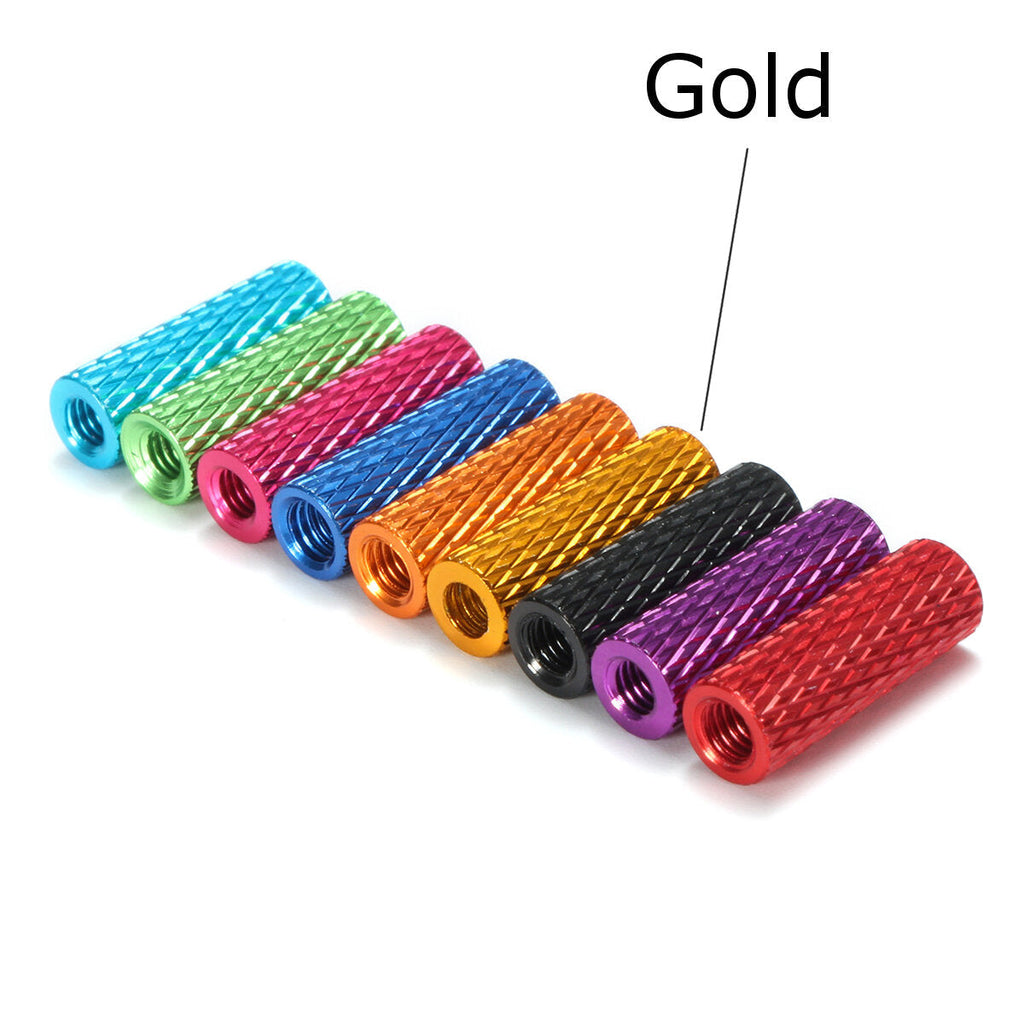M3AS3 10Pcs M3 15mm Knurled Standoff Aluminum Alloy Anodized Spacer