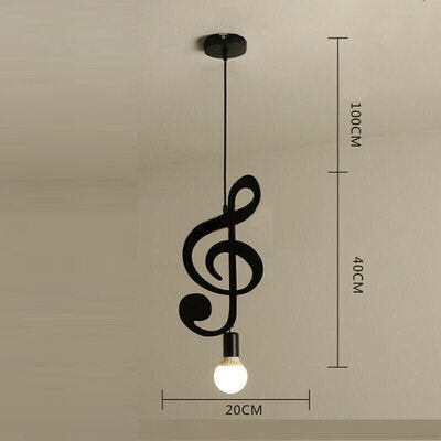 AC85-265V Music Symbol Pendant Lights E27 Creative Black Led Pendant Lamp for Bar bedroom bookroom Pendant Lighting Without Bulb
