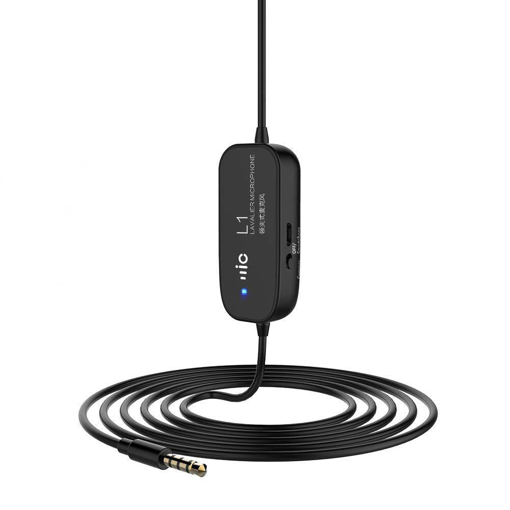 Lavalier Microphone Rechargeable Lapel Condenser Clip-on Handsfree Collar Mic for Mobile Phone DSLR Camera PC Laptop