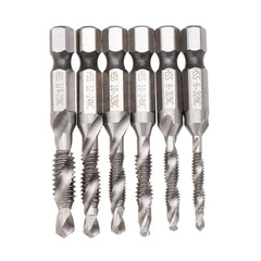 6pcs HSS 1/4" Hex Shank Countersink Drill Bit Set UNC or Metric Deburr