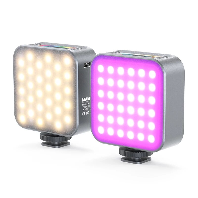 Double-sided Aluminum Alloy LED Fill Light Video Lamp 2500K-9000K with Double-sided Magnet 2500mAh Battery for Selfie Live Broadcast Vlog Photography