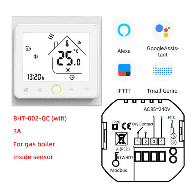 Wifi Smart Thermostat 3A Temperature Controller APP Remote Control for Water/Gas Boiler Work With Alexa Google Home