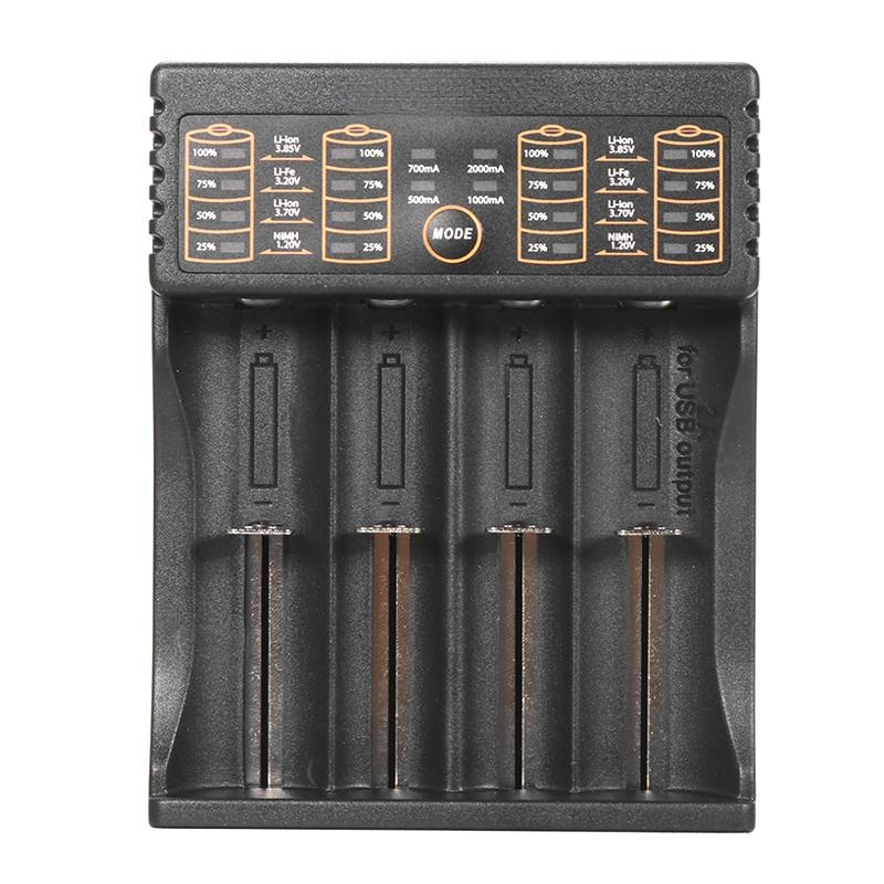 Micro USB DC 5V 4 Slots Battery Charger support 18650/26650/16340/14500