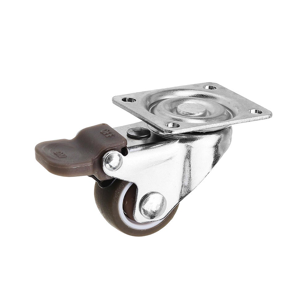 4pcs 1 Inch TPE Mute Lightweight Universal Wheels with Brake Caster for Furniture