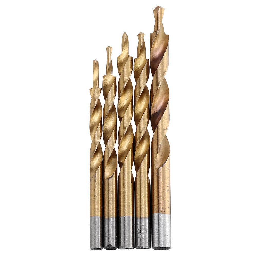 5Pcs Titanium Coating Twist Step Drill Bits for Manual Pocket Hole Jig Master System Tool