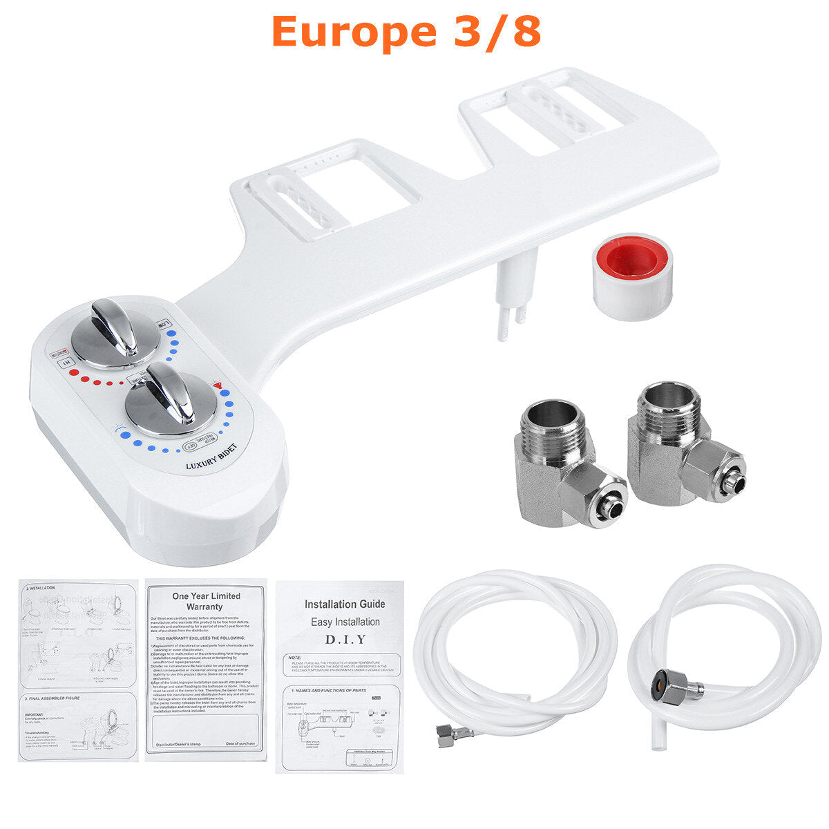 Toilet Seat Attachment Water Spray Non-electric Cold/Hot Adjustable Dual Nozzle