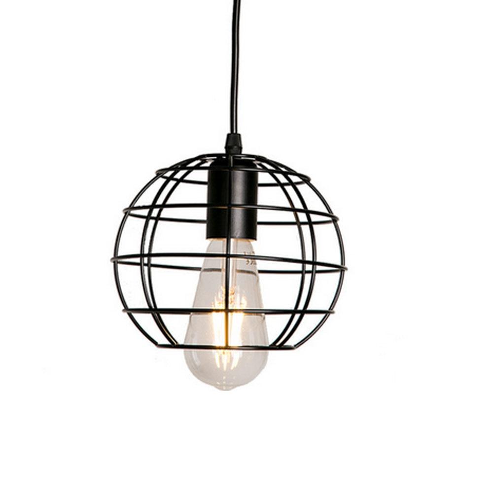 E27 Iron Pendant Cage Light for Bar Coffee Shop Indoor Metal Hanging Lamp Decor