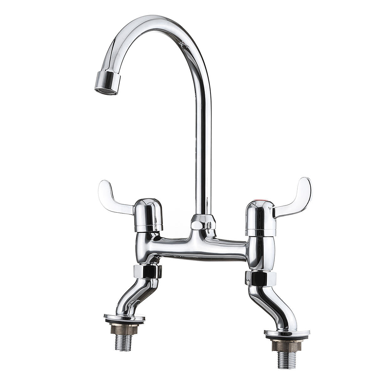 Hot Cold Water Dispenser Basin Sink 360 Degree Swivel Dual Lever Deck Mount Spout Faucet