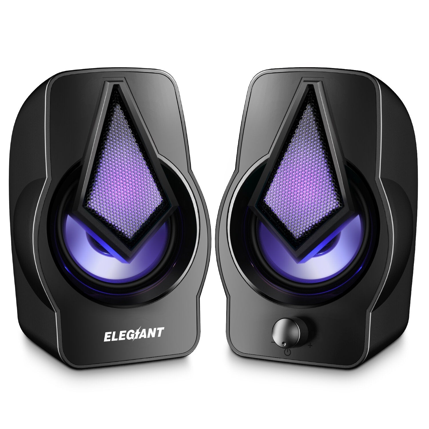 Speakers 2.0 USB Powered Stereo Volume Control with LED Light Mini Portable Gaming Speakers 3.5mm for PC Cellphone Tablets Desktop Laptop