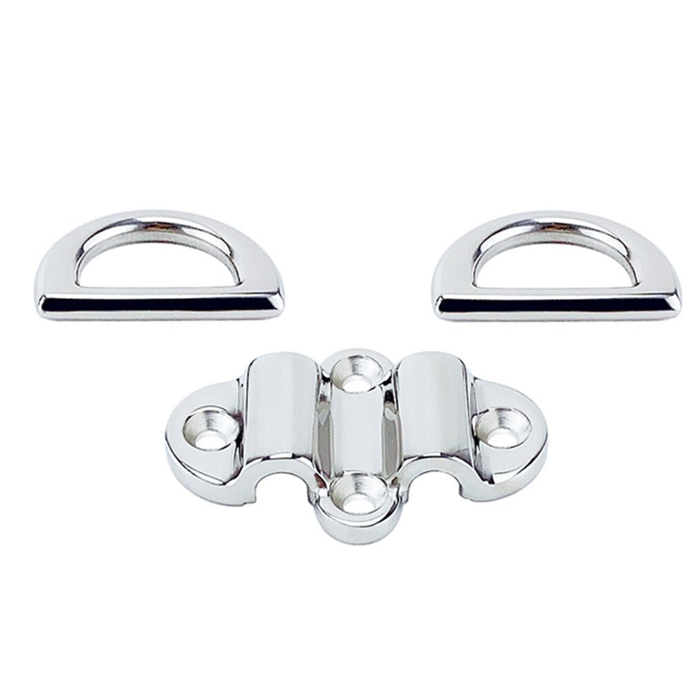 316 Stainless Steel Double D Ring Deck Folding Pad Eye Lashing Tie Down Cleat Yacht Motorboat Truck Polish Boat Marine Grade