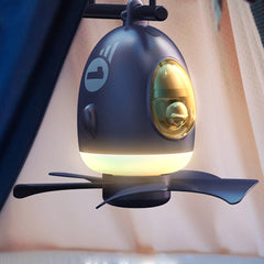 Mini Ceiling Fan Light 4 Modes Adjustable Hanging Tent Fan 3 Gear LED Lamp for Outdoor Camping Travel