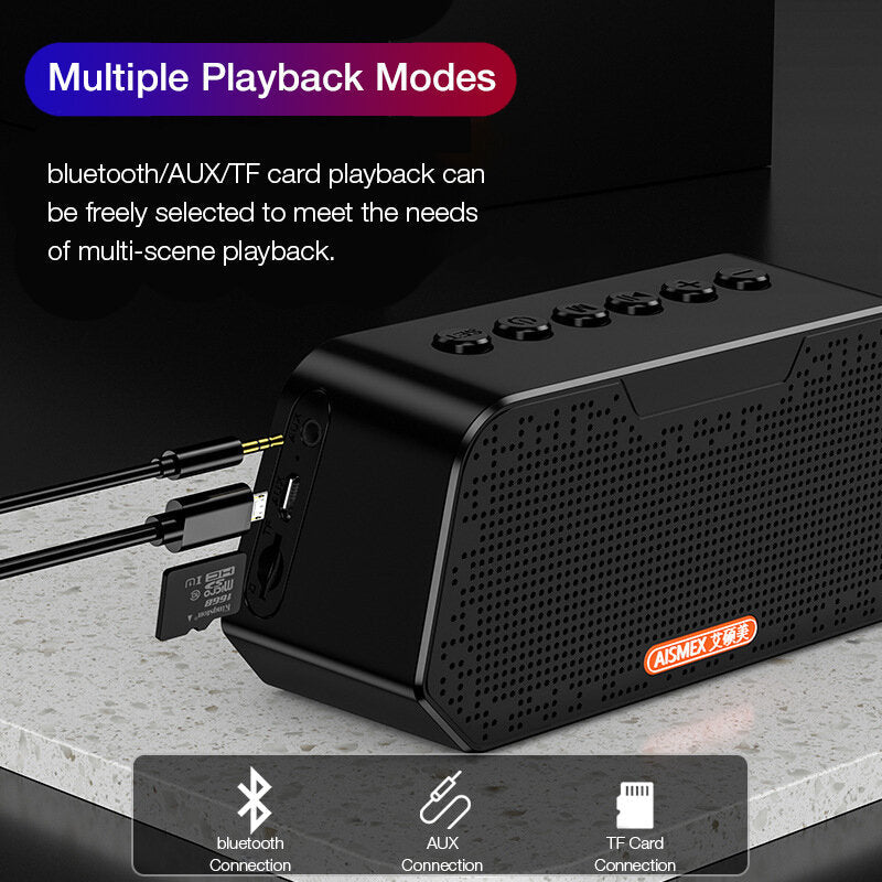 Bluetooth 5.0 Speaker Alarm Clock Multiple Play Modes LED Mirror with FM Function 360 Surround Stereo Sound Real-time Temperature Display 3600mAh