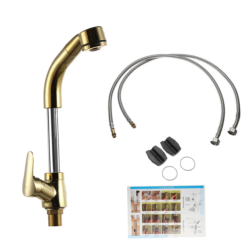 Kitchen Sink Faucet Pull Out Rotation Spray Mixer Liftable Cold And Hot Water