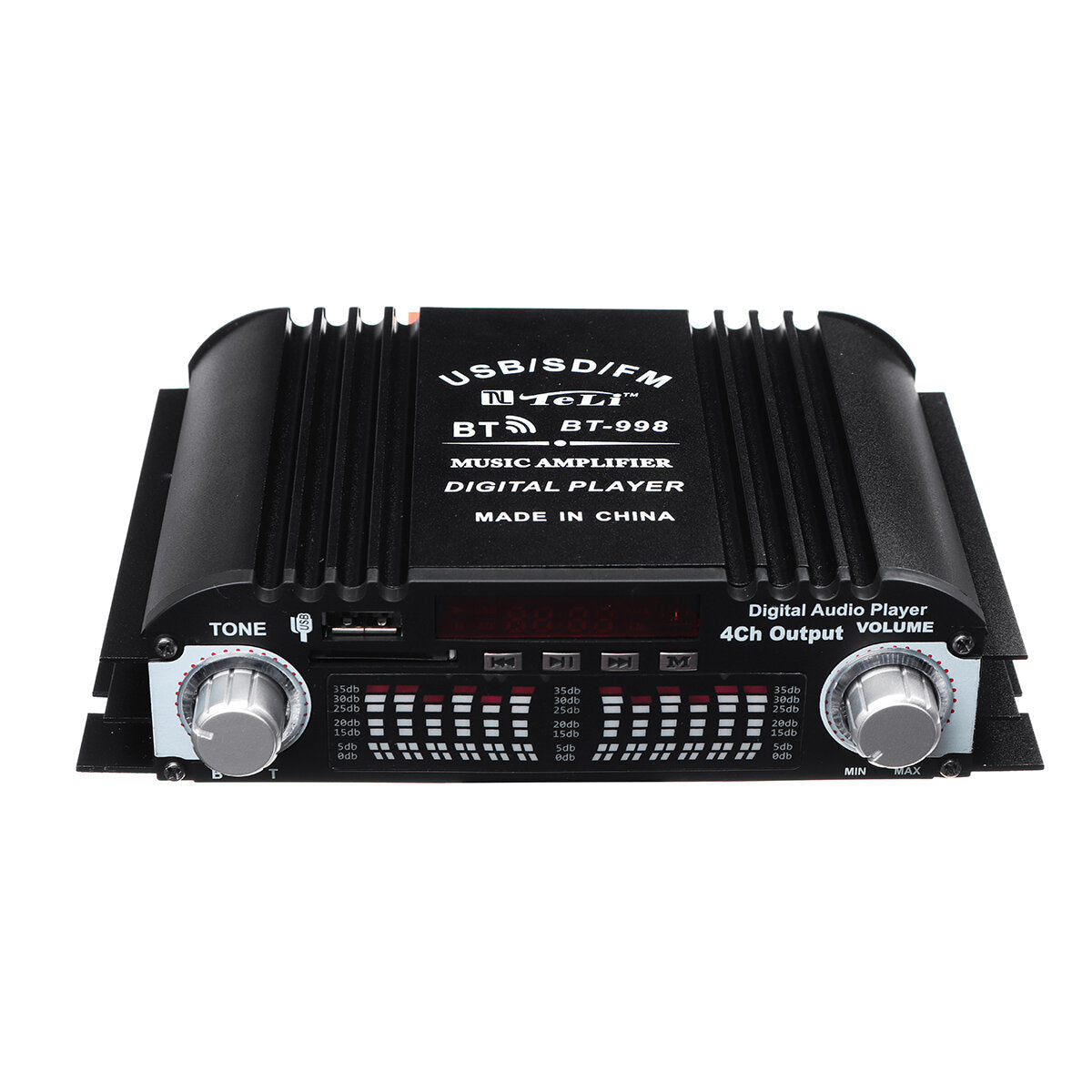 12V Car Mini Hi-Fi Digital Bluetooth Audio Power Amplifier Four Channel Output with Remote Control