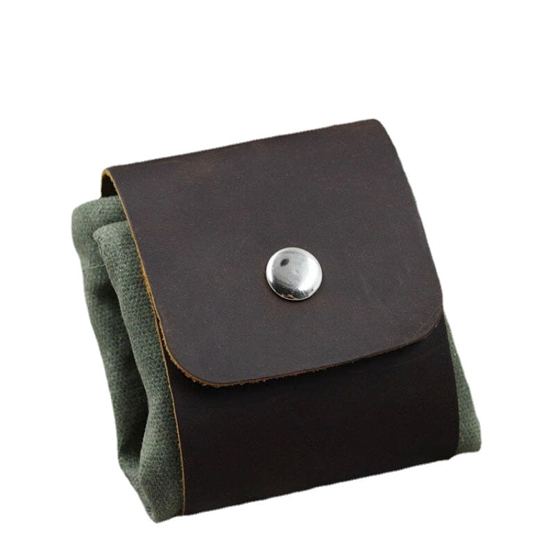 Portable Outdoor Foraging Bag Fruit Picking Pouch Collapsible Berry Puch Storage Leather Bushcraft Canvas Bag Hiking Camping