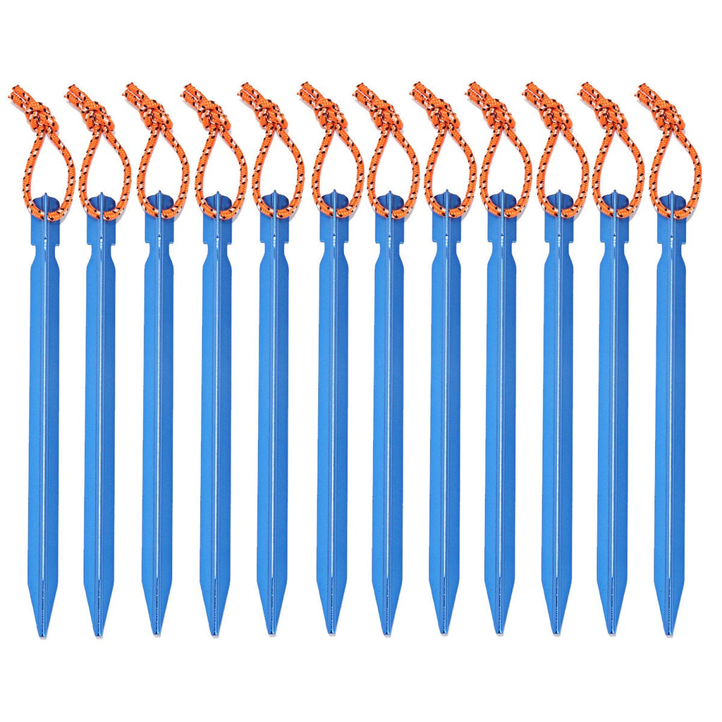 12PCS Aluminum Alloy Tent Nail Pegs Stakes With Rope Lightweight Camping Outdoor