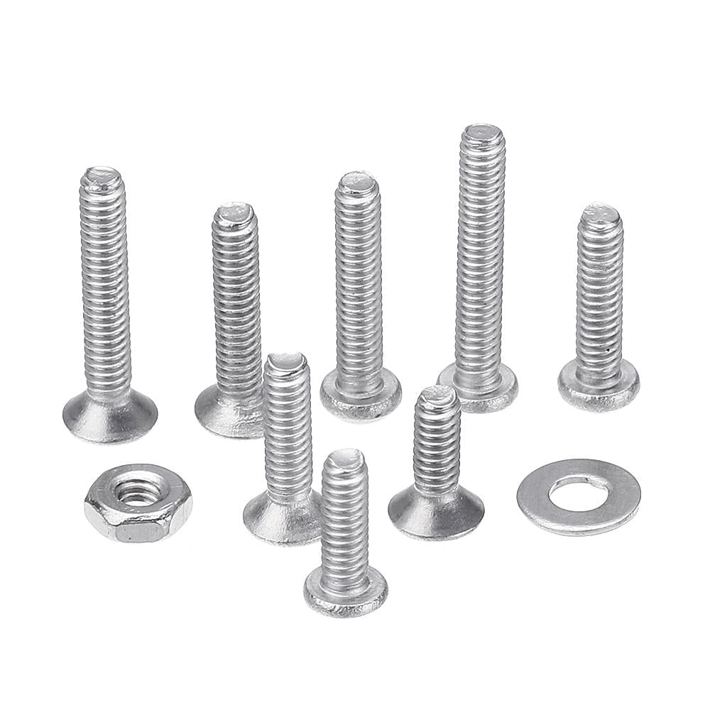480Pcs M2 Hex Socket Button&Flat Head Screw 304 Stainless Steel Bolt Nut Assortment