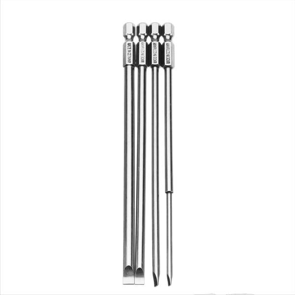 4Pcs 150mm Magnetic 3.0-6.0mm Flat Head Slotted Tip Screwdrivers Bits