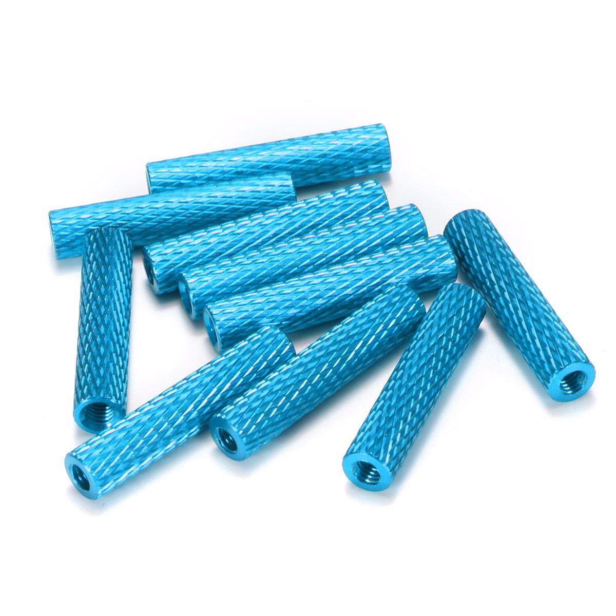 M3AS6 10Pcs M3 28mm Knurled Standoff Aluminum Alloy Anodized Spacer