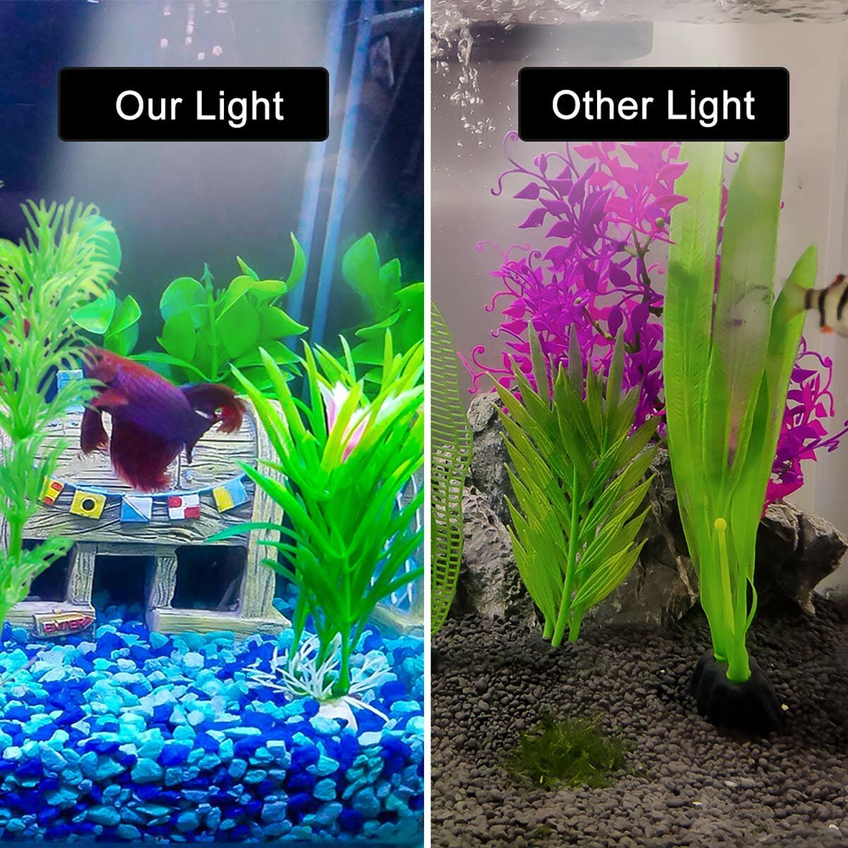 Aquarium Fish Tank EU Plug LED Light Over-Head Blue+White Lamp Plants Moon Lighting