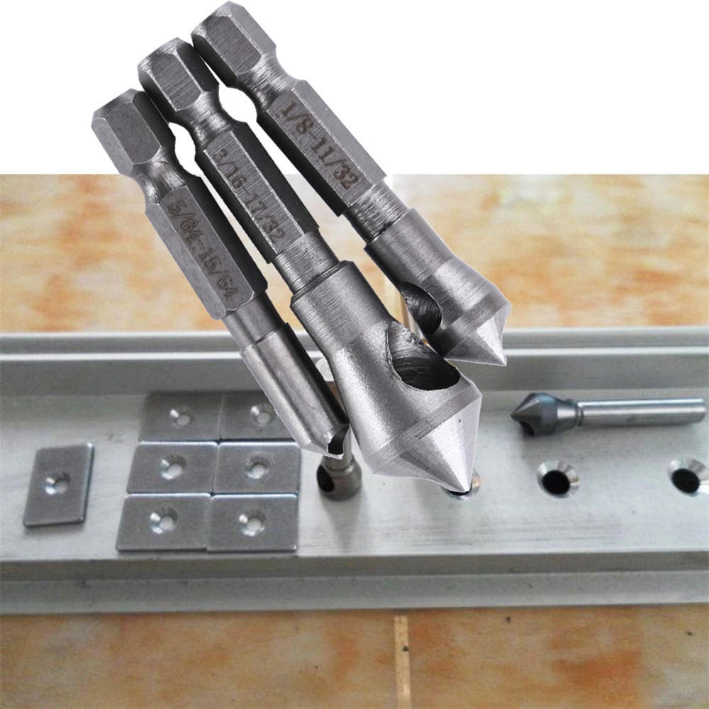 3pcs Countersink Drill Bit HSS Deburring Drill Bit Metal Tool