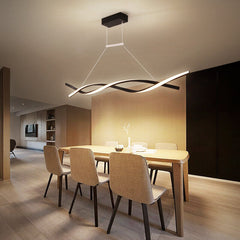 AC220-240V 100cm Modern Pendant Light Chandeliers for Kitchen Bar Suspension Aluminum Wave Avize Lustre Pendant Lamp for Dining Room Office