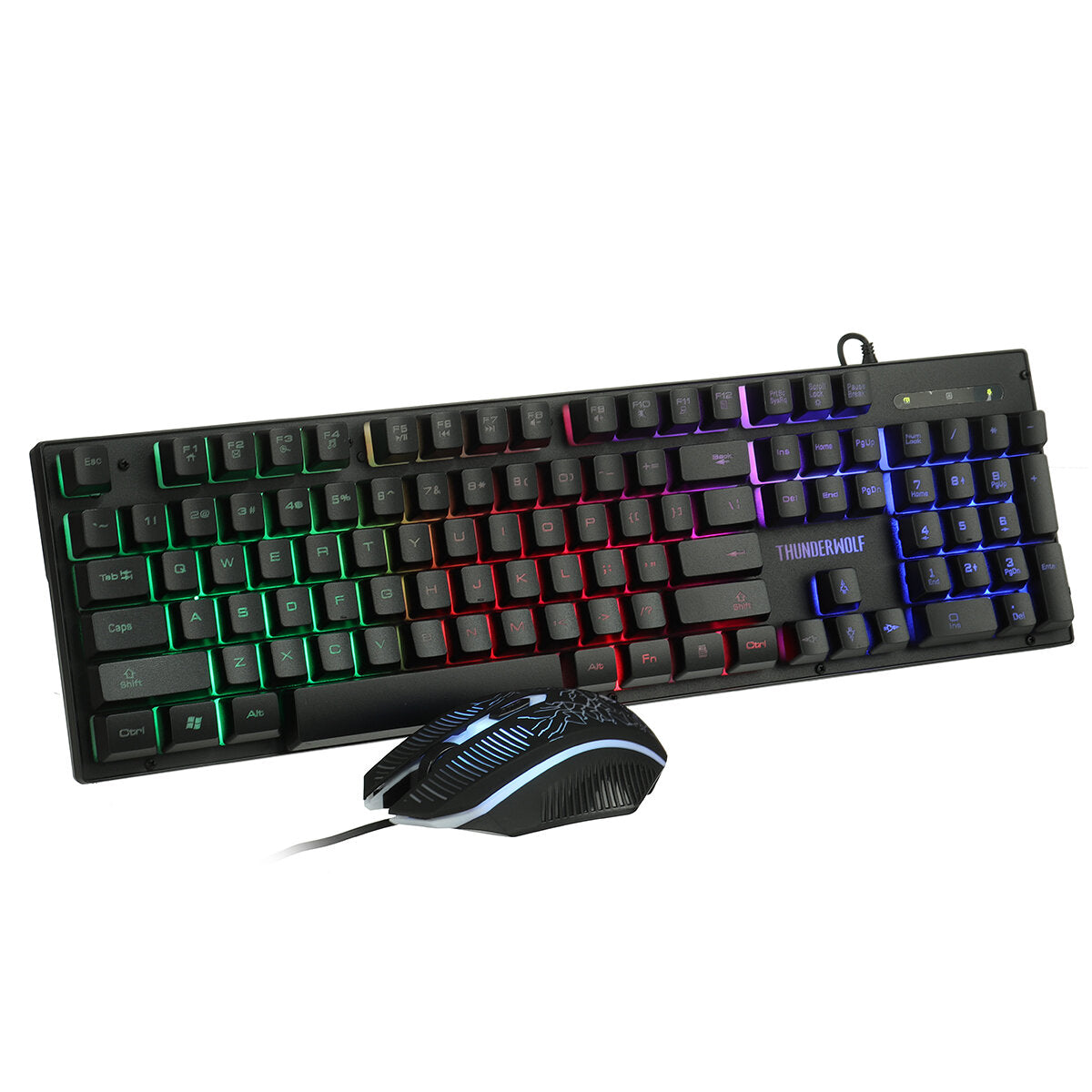 4Pcs Gaming Combo Kit 104 Keys Rainbow Backlit Keyboard Adjustable 2400DPI Mouse Wired RGB Lighting Headset with Anti-Slip Mouse Pad