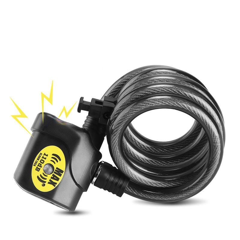 12mm Alarm System Security Bike Lock Cable Lock Waterproof Bicycle Cycling Motorcycle