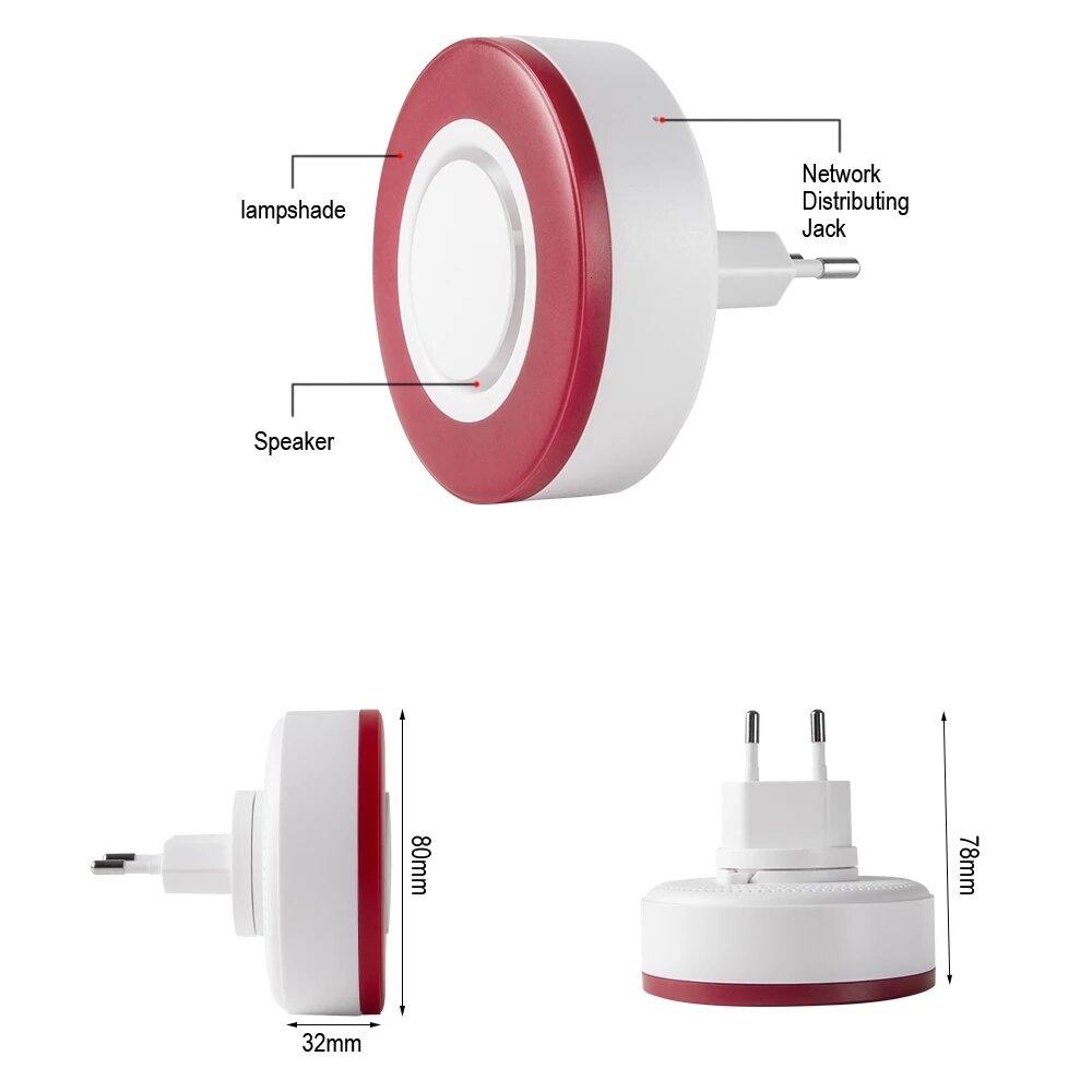 Smart Strobe Flash Sound and Light Alarm Red Light Flash Indoor Home Security Alarm
