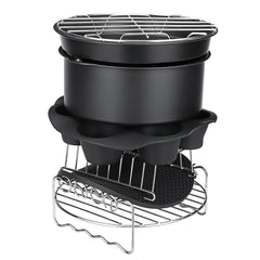9inch 12pcs/Set Air Fryer With Baking Pad Pot Silicone Mat BBQ Grill Pan Multi-Purpose Cooking Accessories