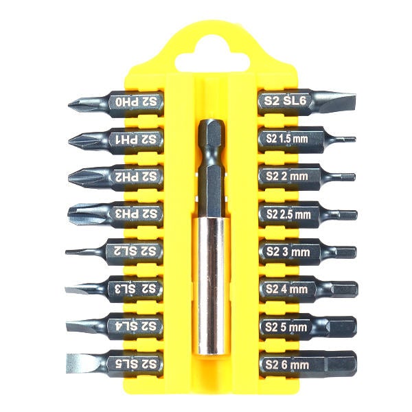 17pcs 1/4 Hex Shank Screwdriver Bits Set Hex Phillips Slotted Screwdriver Bits with Holder