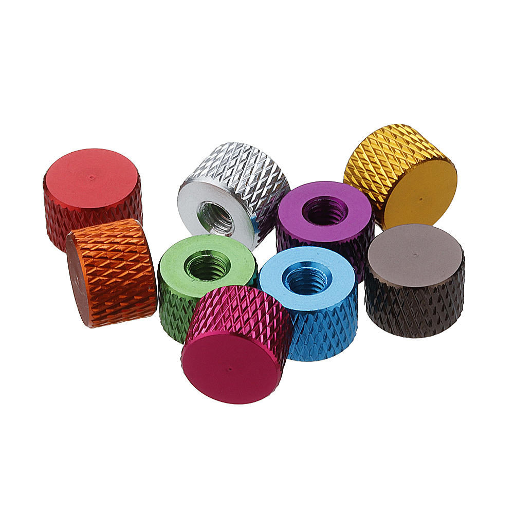 M4AN5 10Pcs M4 Blind Hole Thread Aluminum Alloy Knurled Thumb Nut Hand-Tight Screw Nut Multi-Color