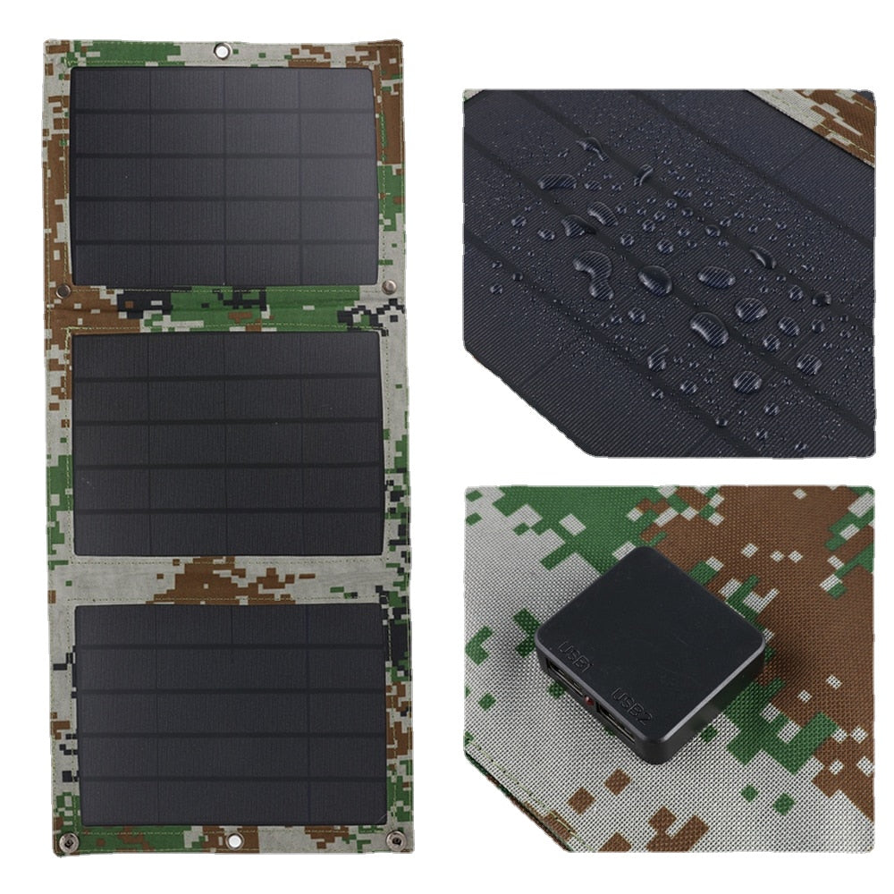 Foldable 5V 100W Dual USB Solar Panel Outdoor Waterproof Solar Panel Charger Mobile Power Battery Charger With 4 in 1 Cable